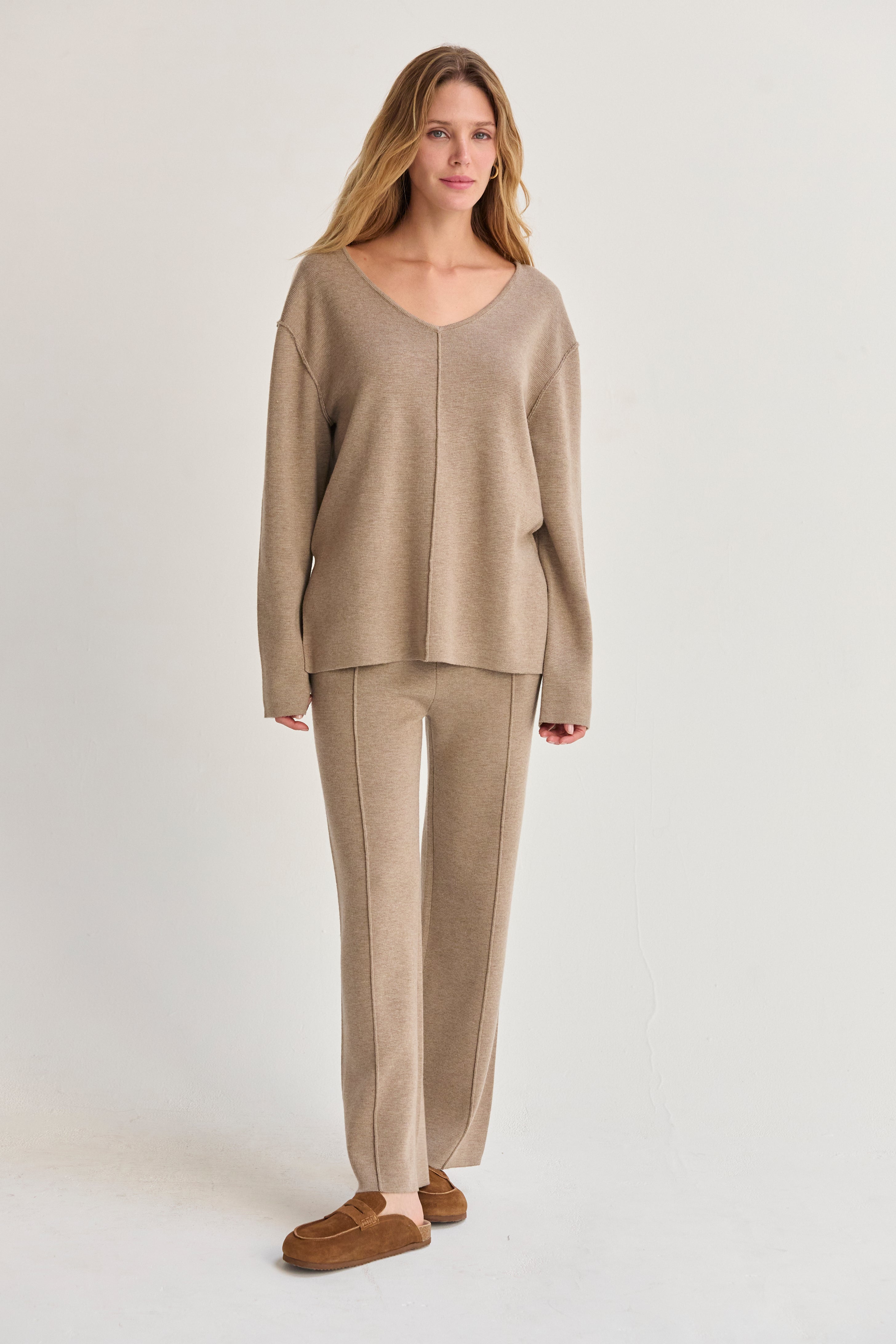 V-Neck Lounge Sweater Knit Top