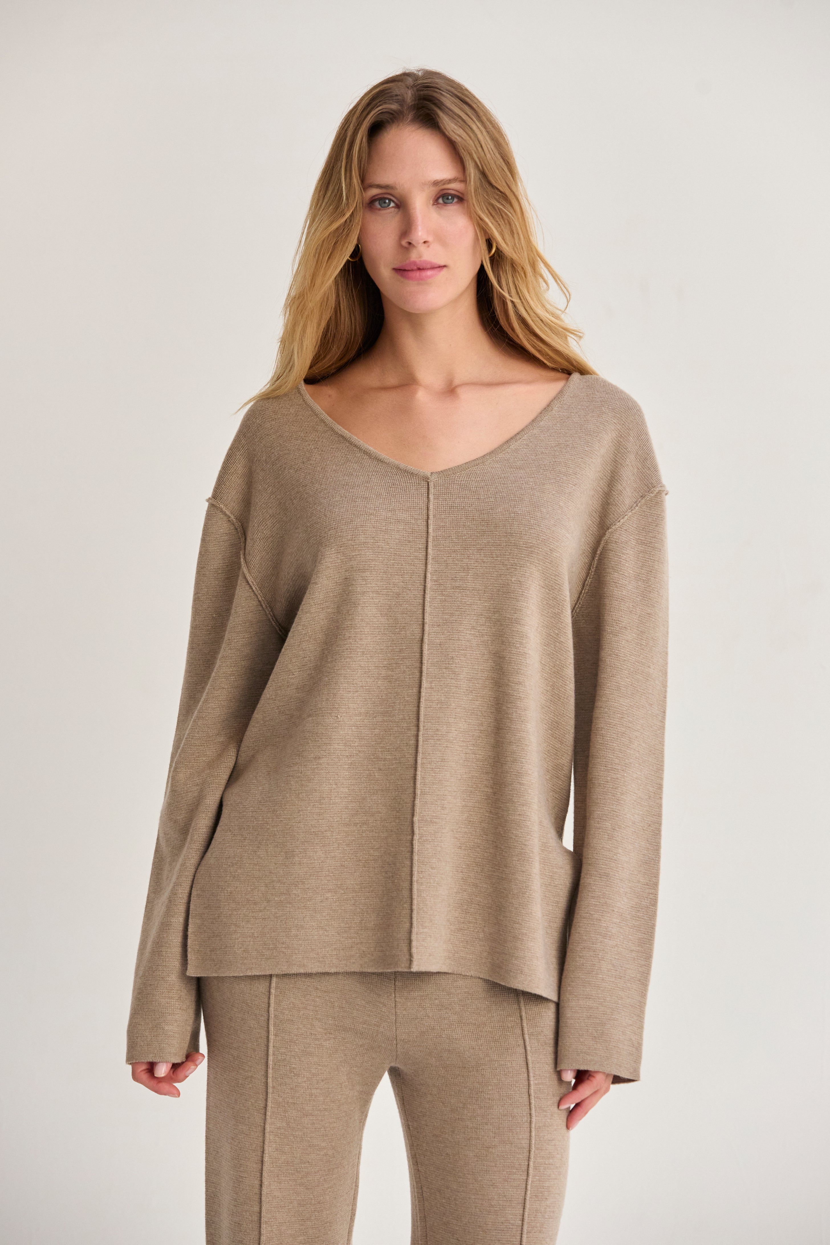 V-Neck Lounge Sweater Knit Top