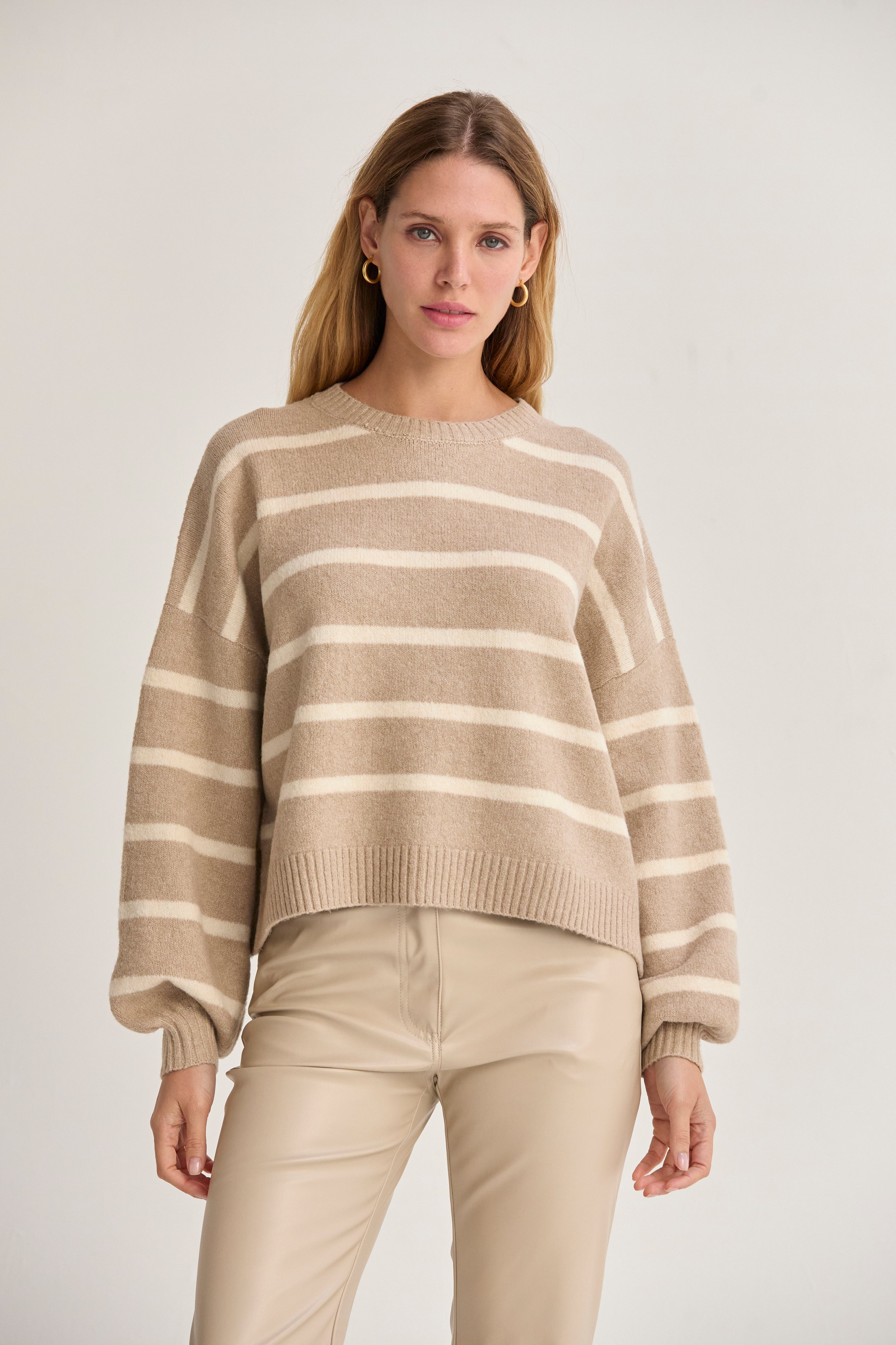 Balloon Sleeve Stripe Sweater