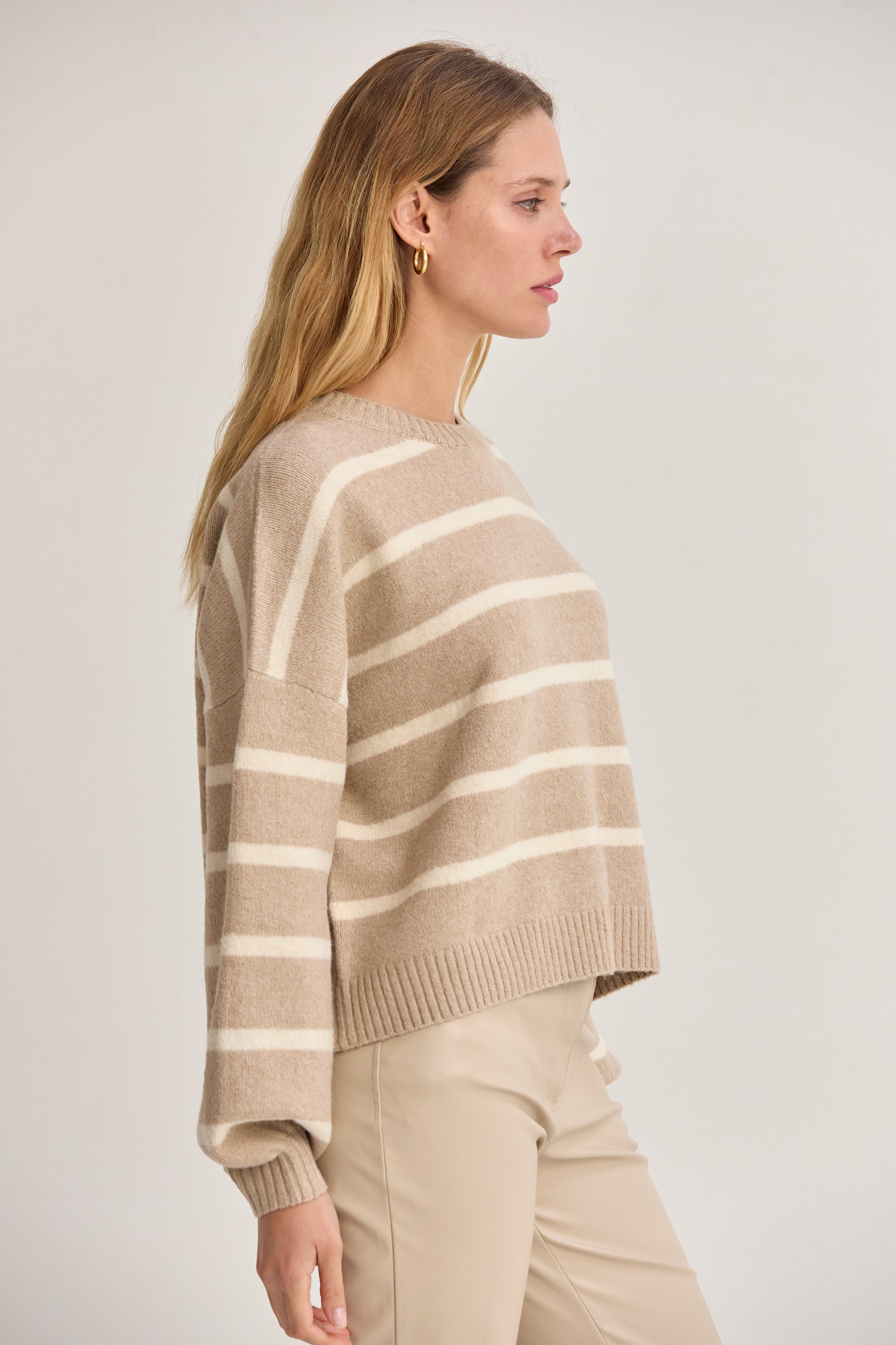 Balloon Sleeve Stripe Sweater