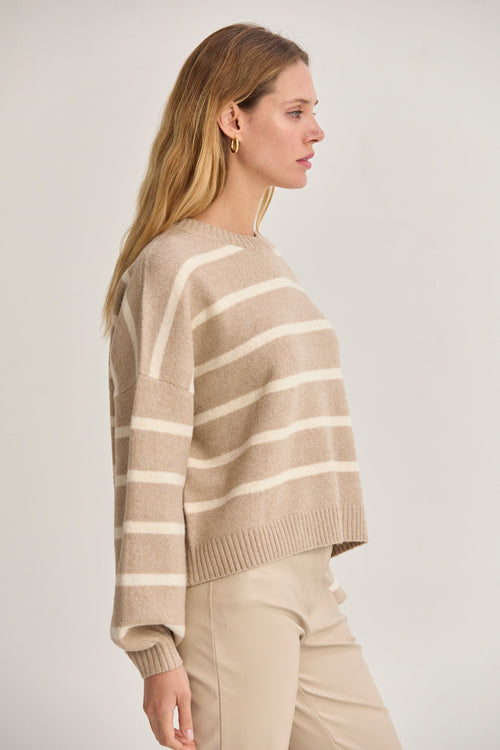 Balloon Sleeve Stripe Sweater