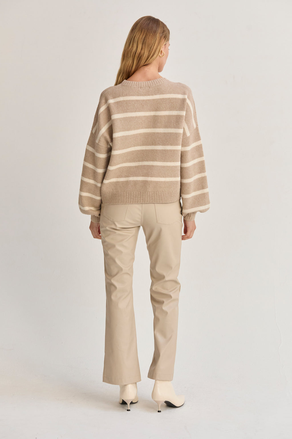 Balloon Sleeve Stripe Sweater