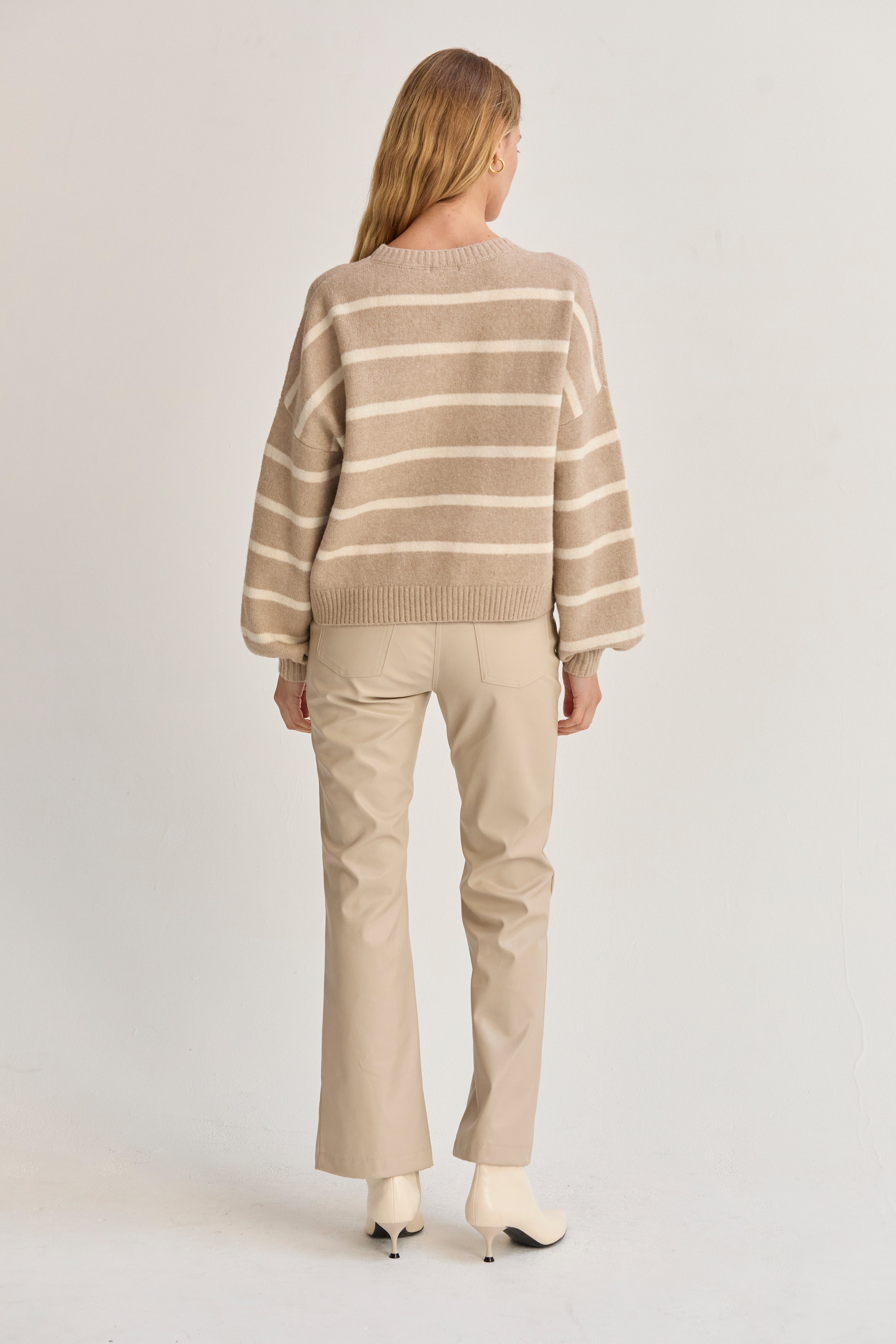 Balloon Sleeve Stripe Sweater