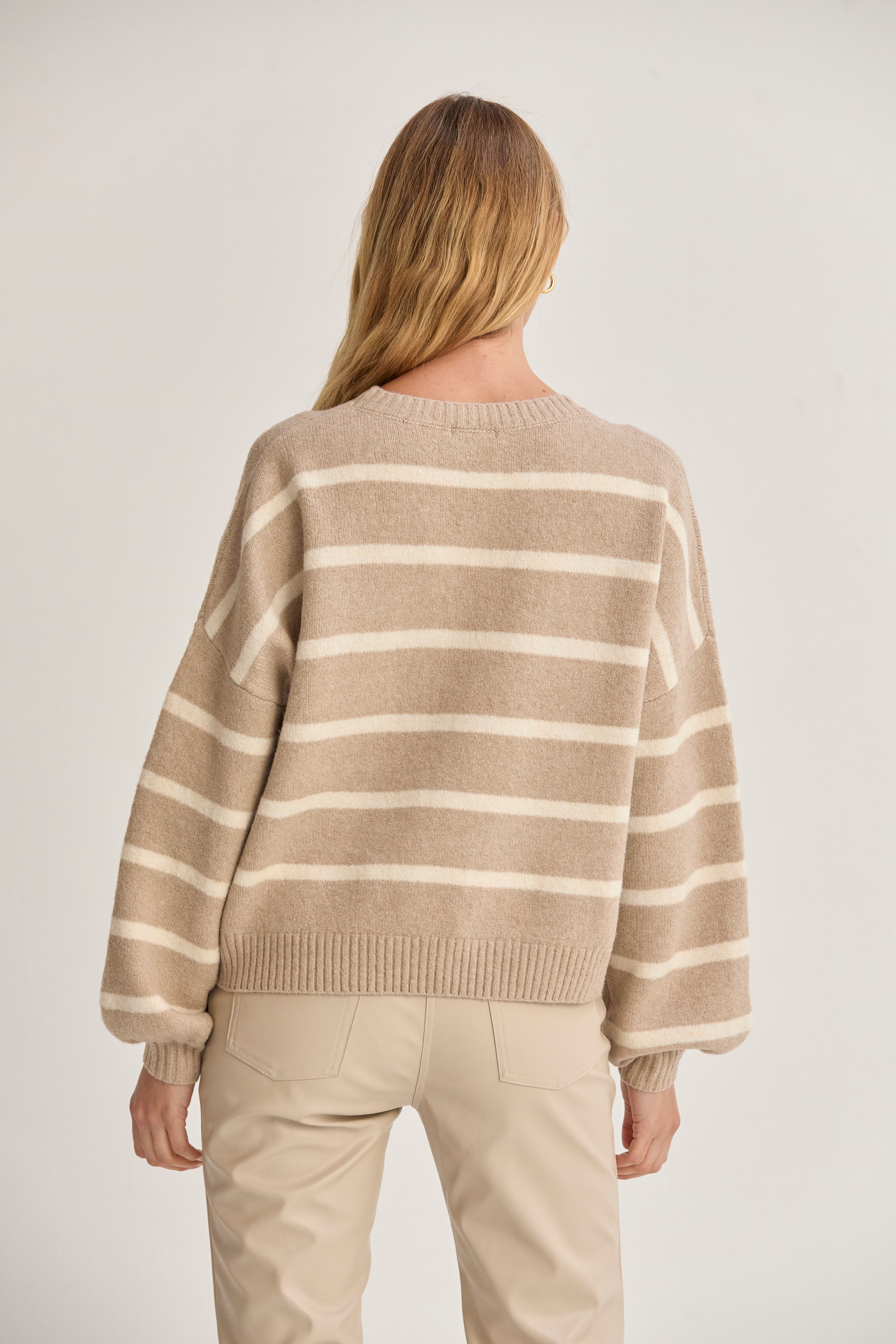 Balloon Sleeve Stripe Sweater