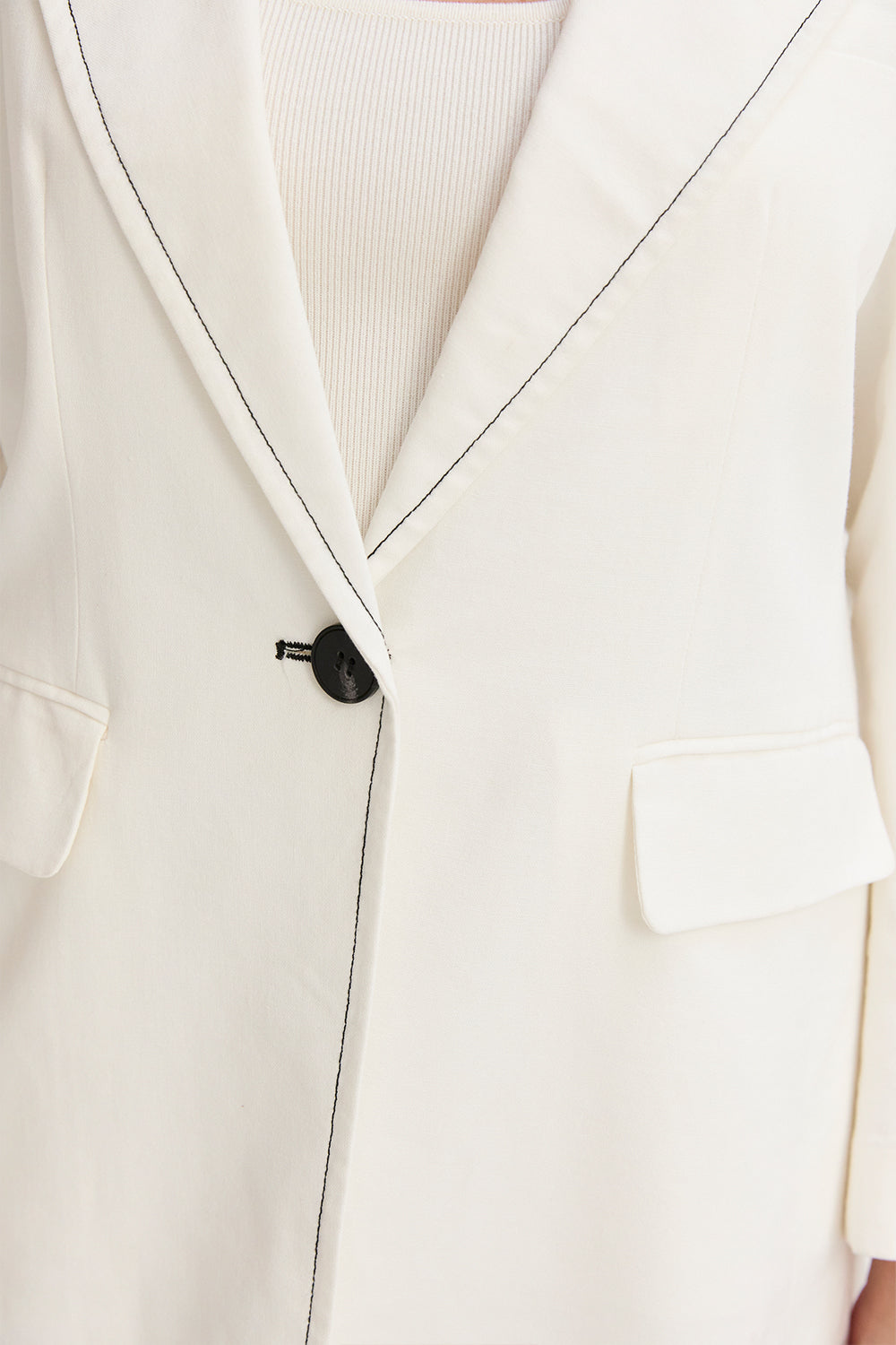 Contrast Stitch Linen Blazer