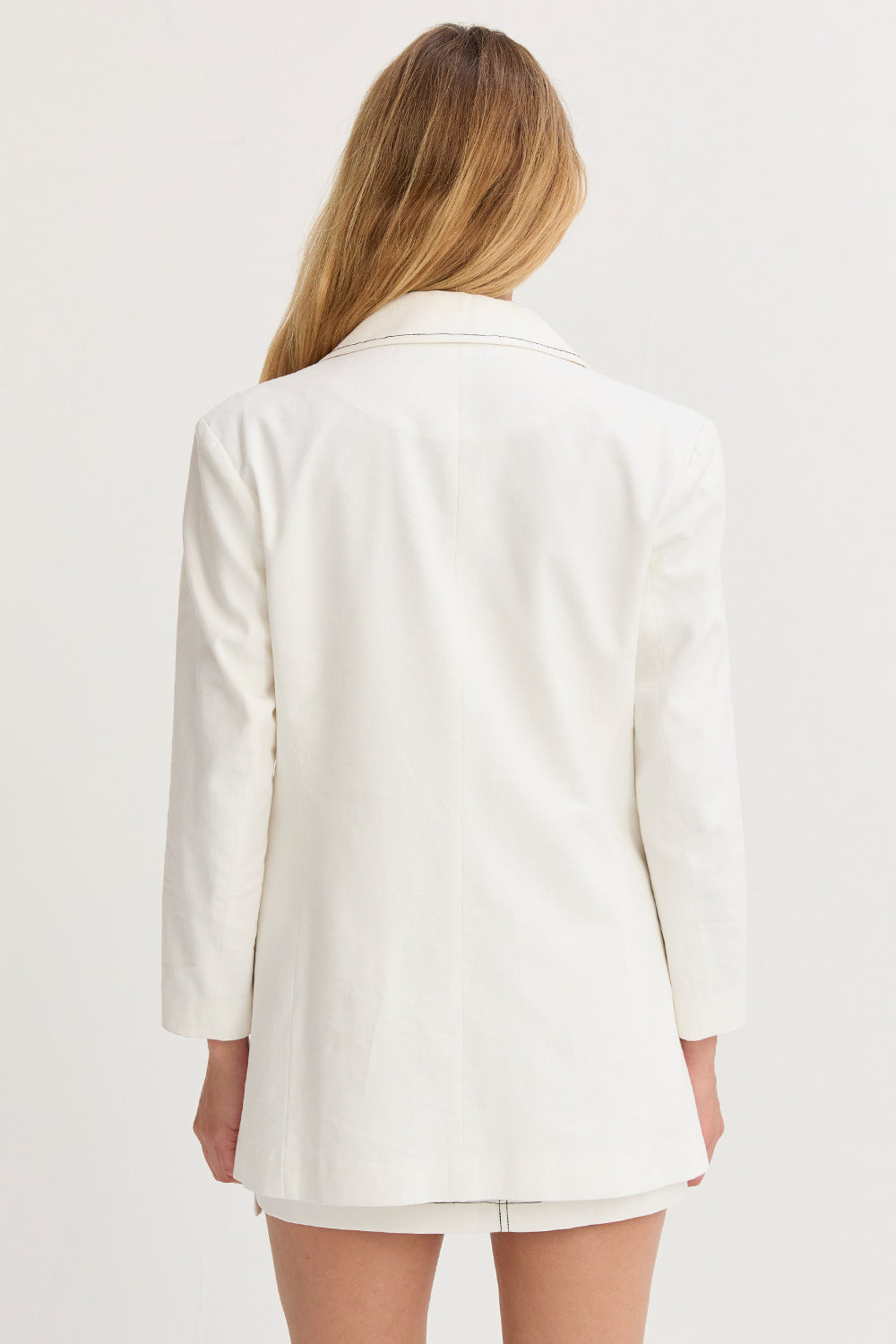 Contrast Stitch Linen Blazer