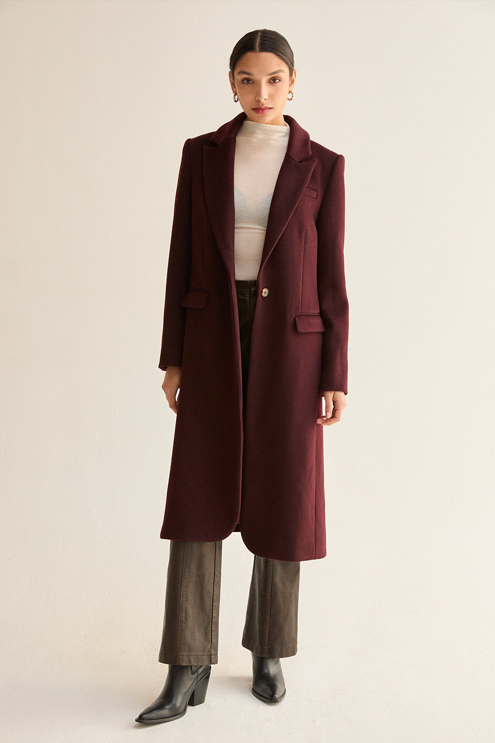 Brushed Wool Blend Coat