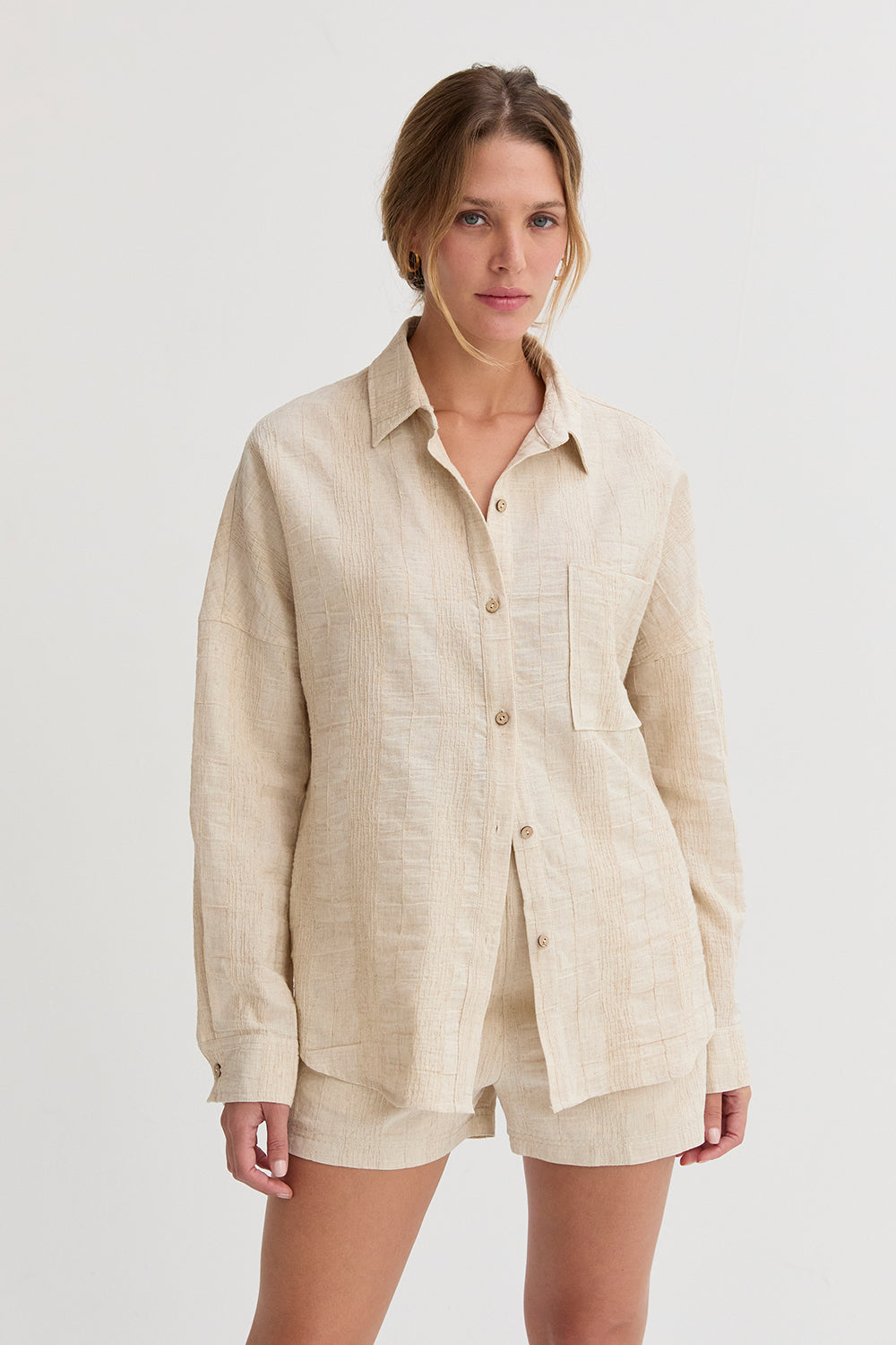 Stripe Textured Linen Shirt