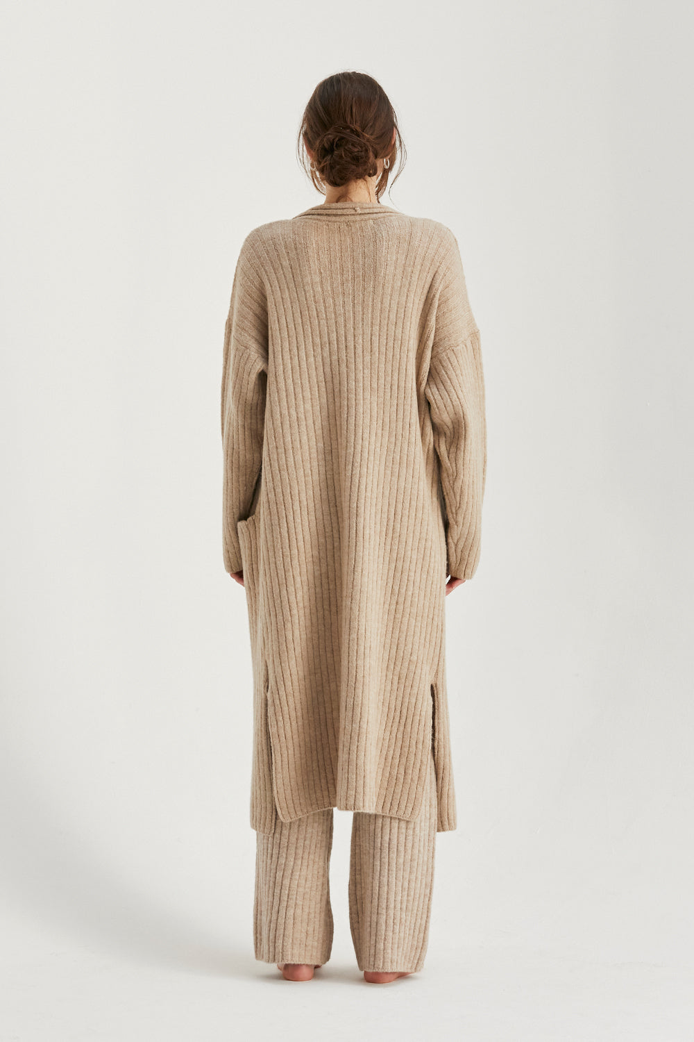 Longline Ribbed Knit Sweater Cardigan