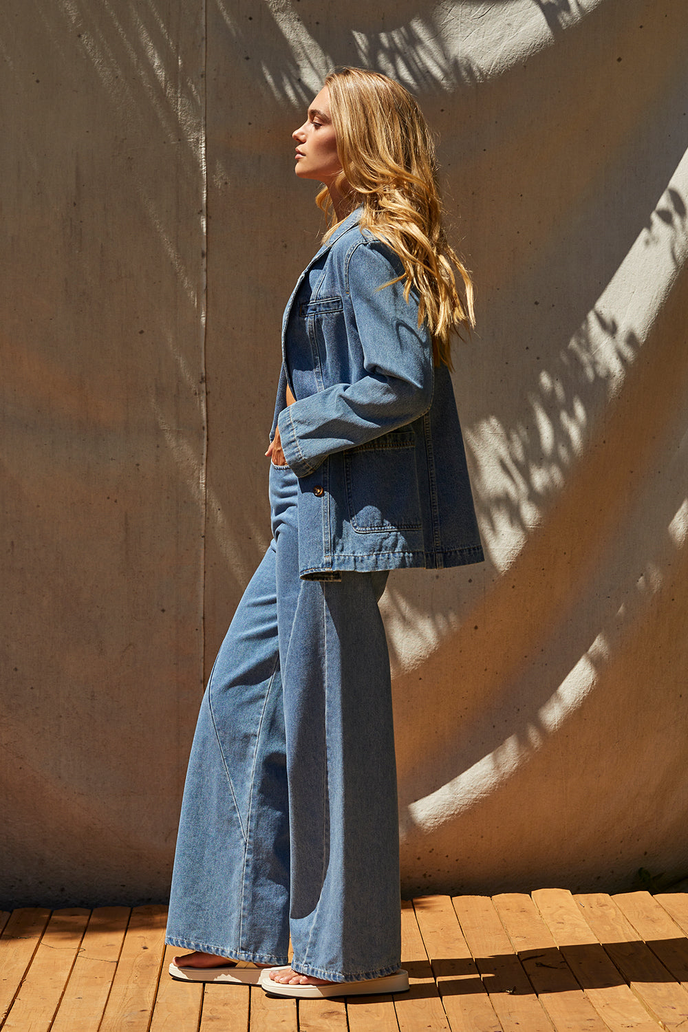 Double Breasted Denim Blazer Jacket
