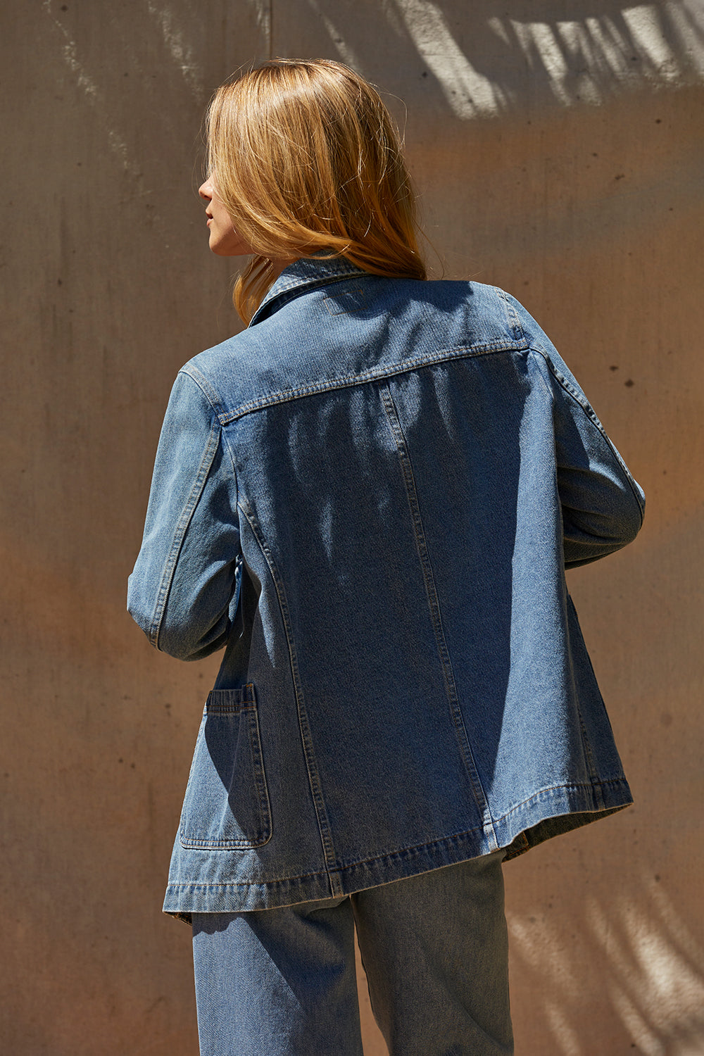 Double Breasted Denim Blazer Jacket