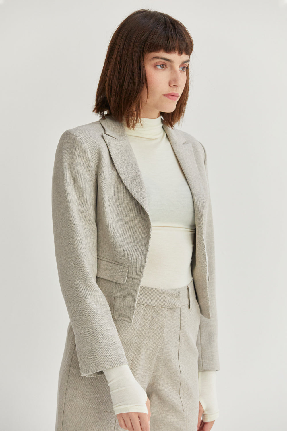 Textured Open Front Blazer