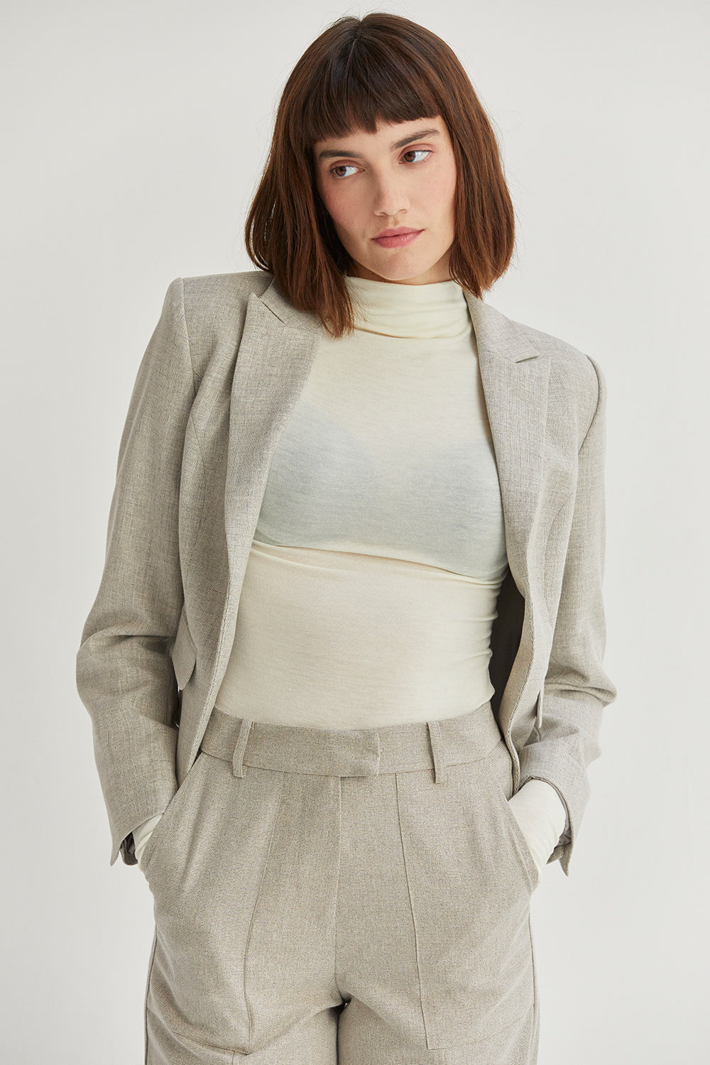 Textured Open Front Blazer