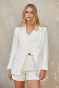 Collarless Linen Blazer