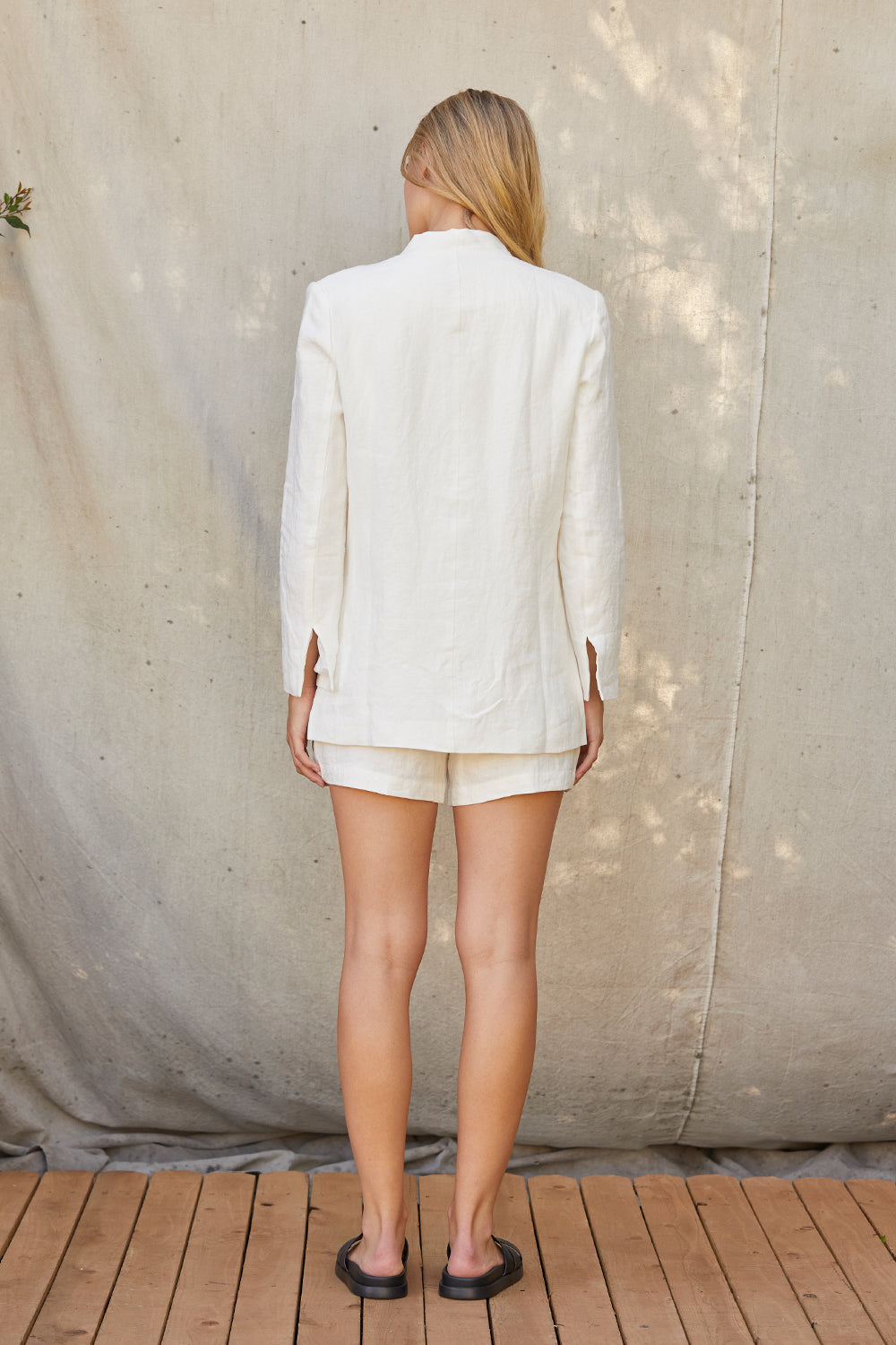 Collarless Linen Blazer