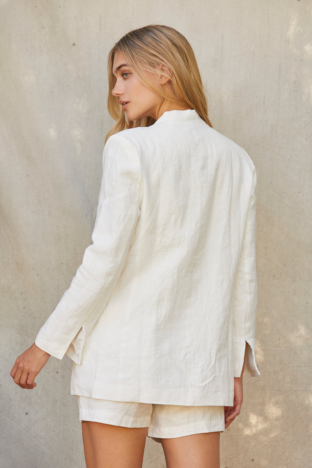 Collarless Linen Blazer