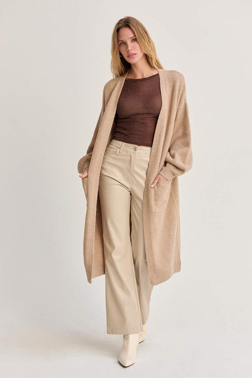 Balloon Sleeve Longline Cardigan