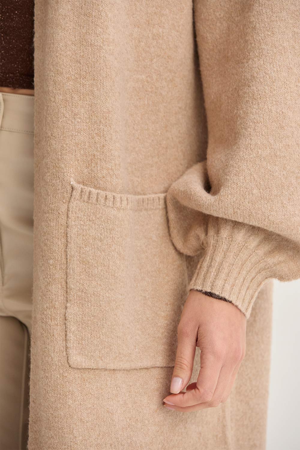 Balloon Sleeve Longline Cardigan