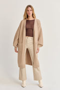 Balloon Sleeve Longline Cardigan