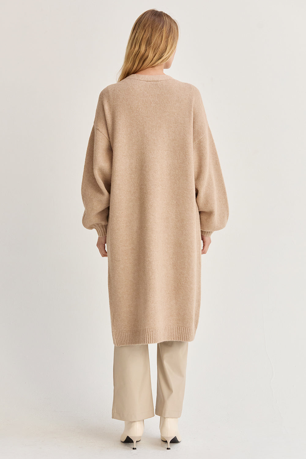 Balloon Sleeve Longline Cardigan
