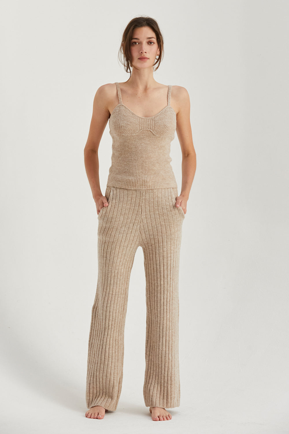 Ribbed Sweater Flare Lounge Pants