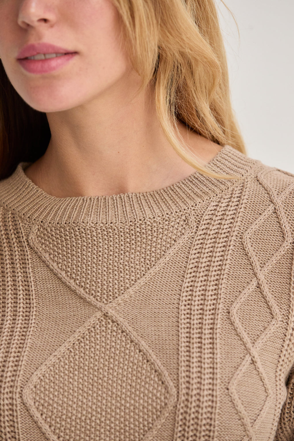 Cable Knit Puff Sleeve Top