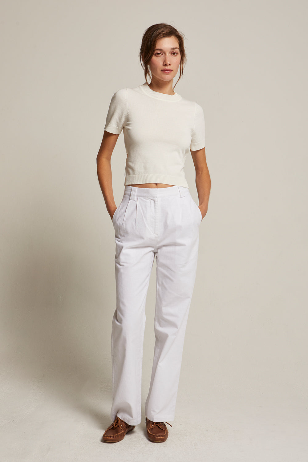 Short Sleeve Tie-Back Knit Top