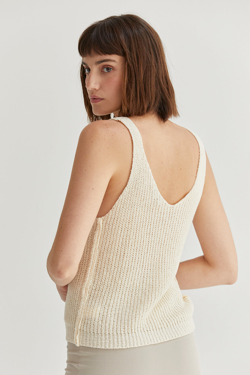 V-Neckline V-Back Sweater Knit Tank Top
