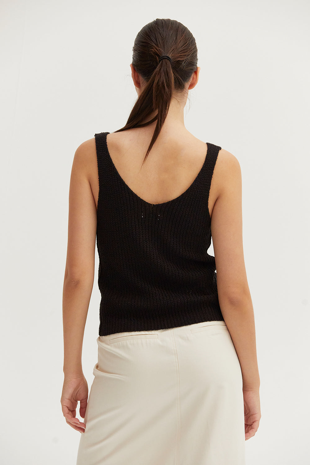 V-Neckline V-Back Sweater Knit Tank Top