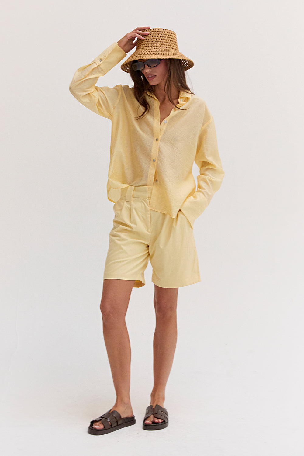Crinkled Tencel Button Up Shirt