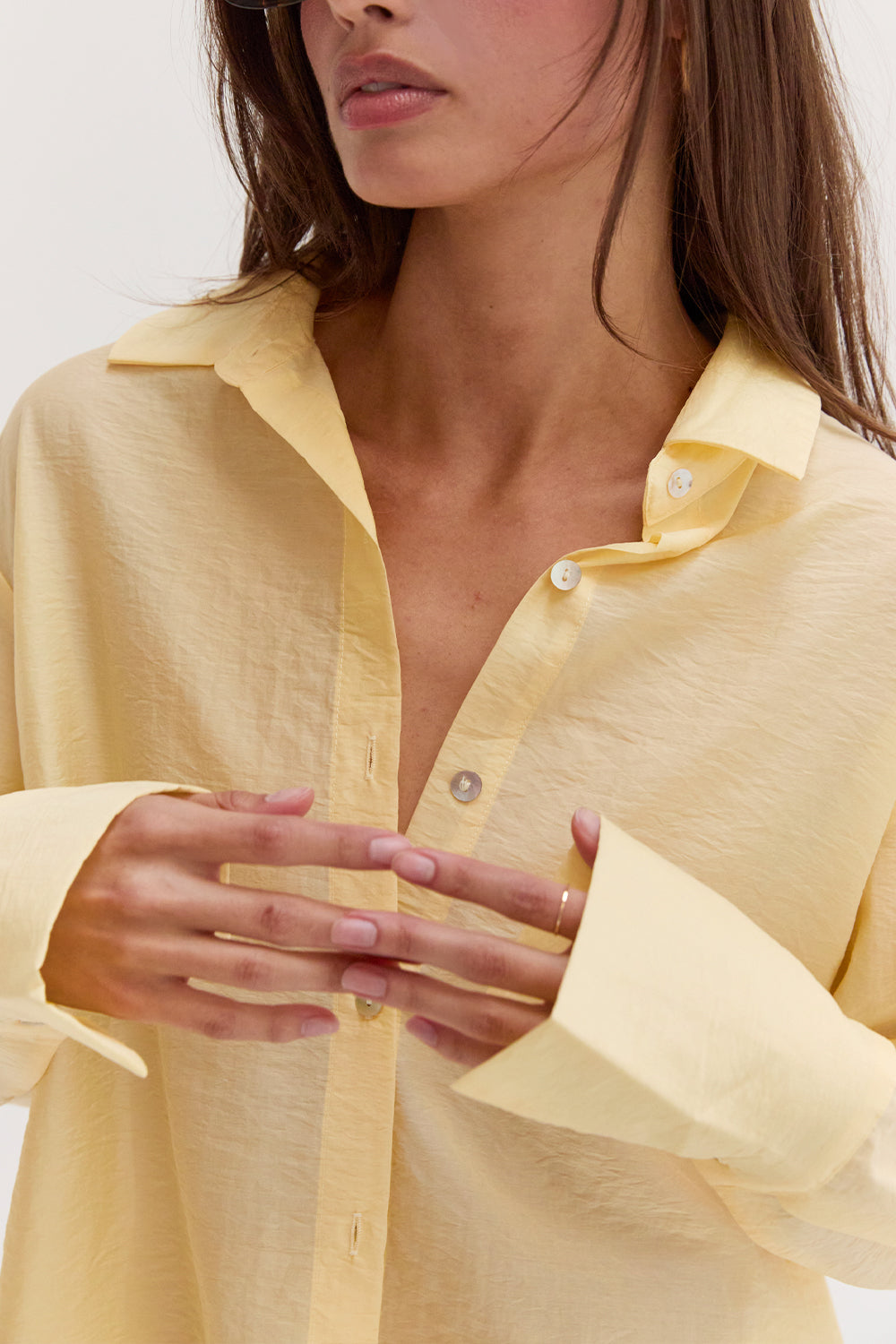 Crinkled Tencel Button Up Shirt