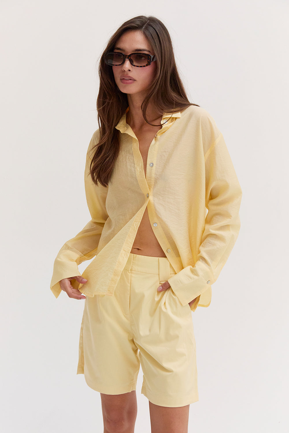 Crinkled Tencel Button Up Shirt