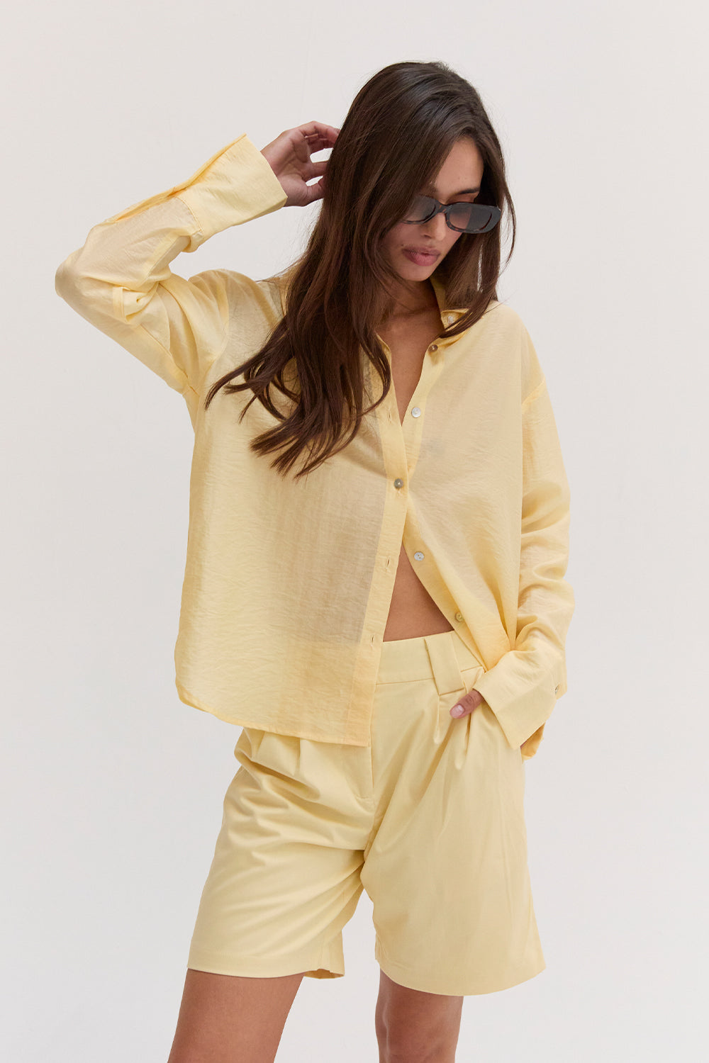 Crinkled Tencel Button Up Shirt