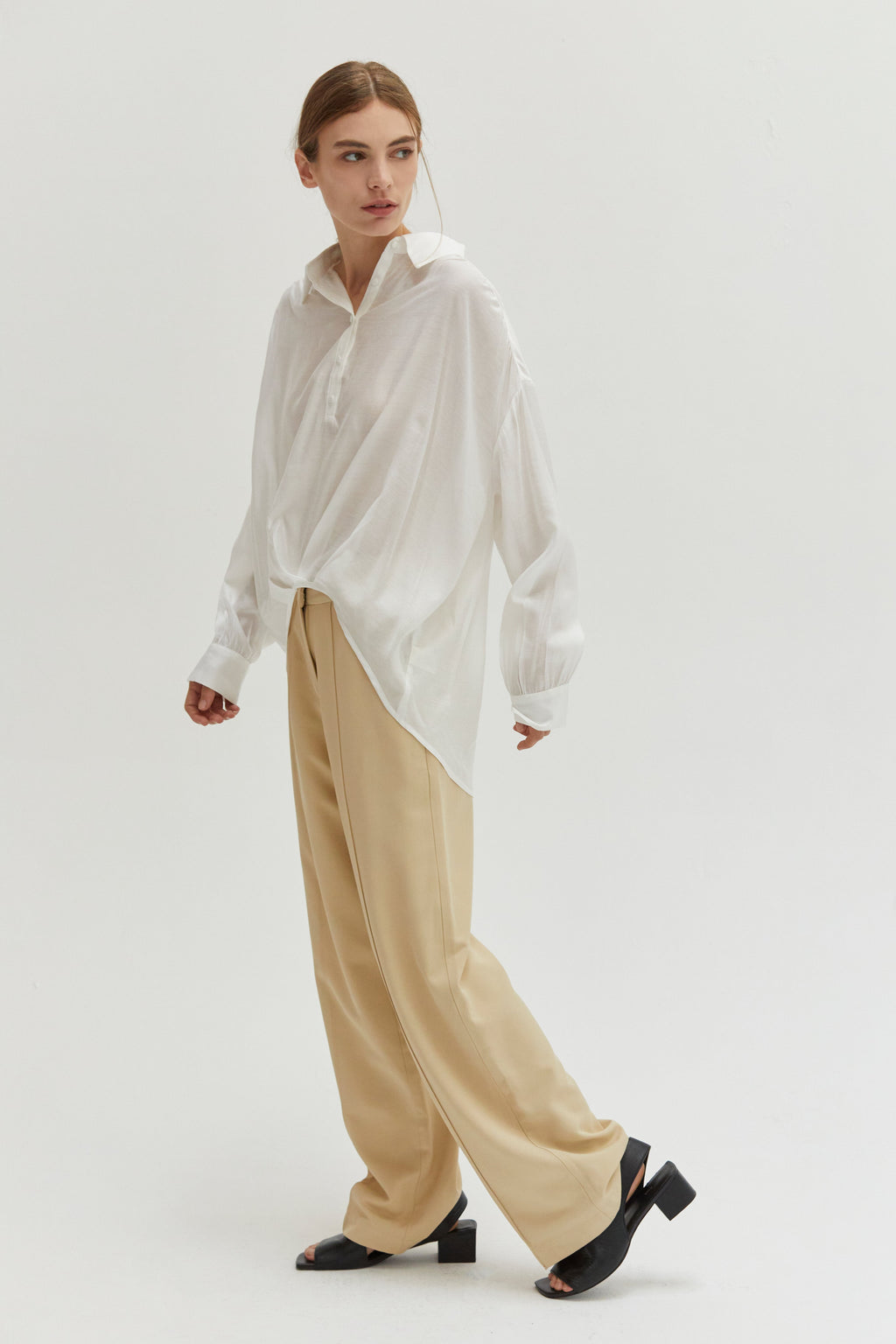 Surplice Woven Long Sleeve Top