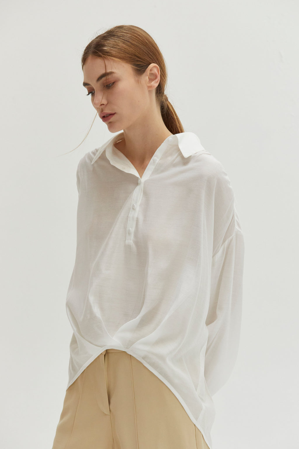 Surplice Woven Long Sleeve Top