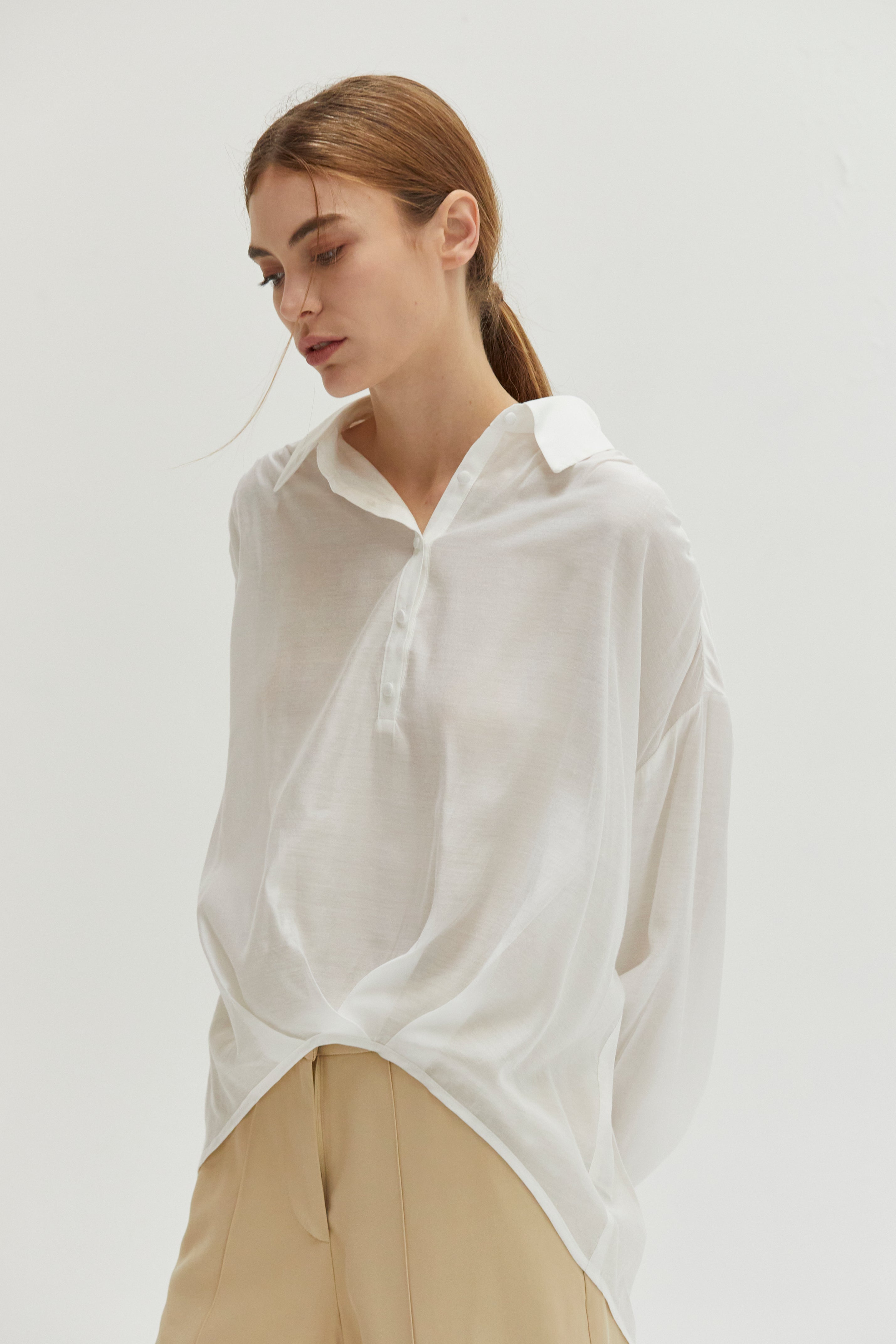 Surplice Woven Long Sleeve Top