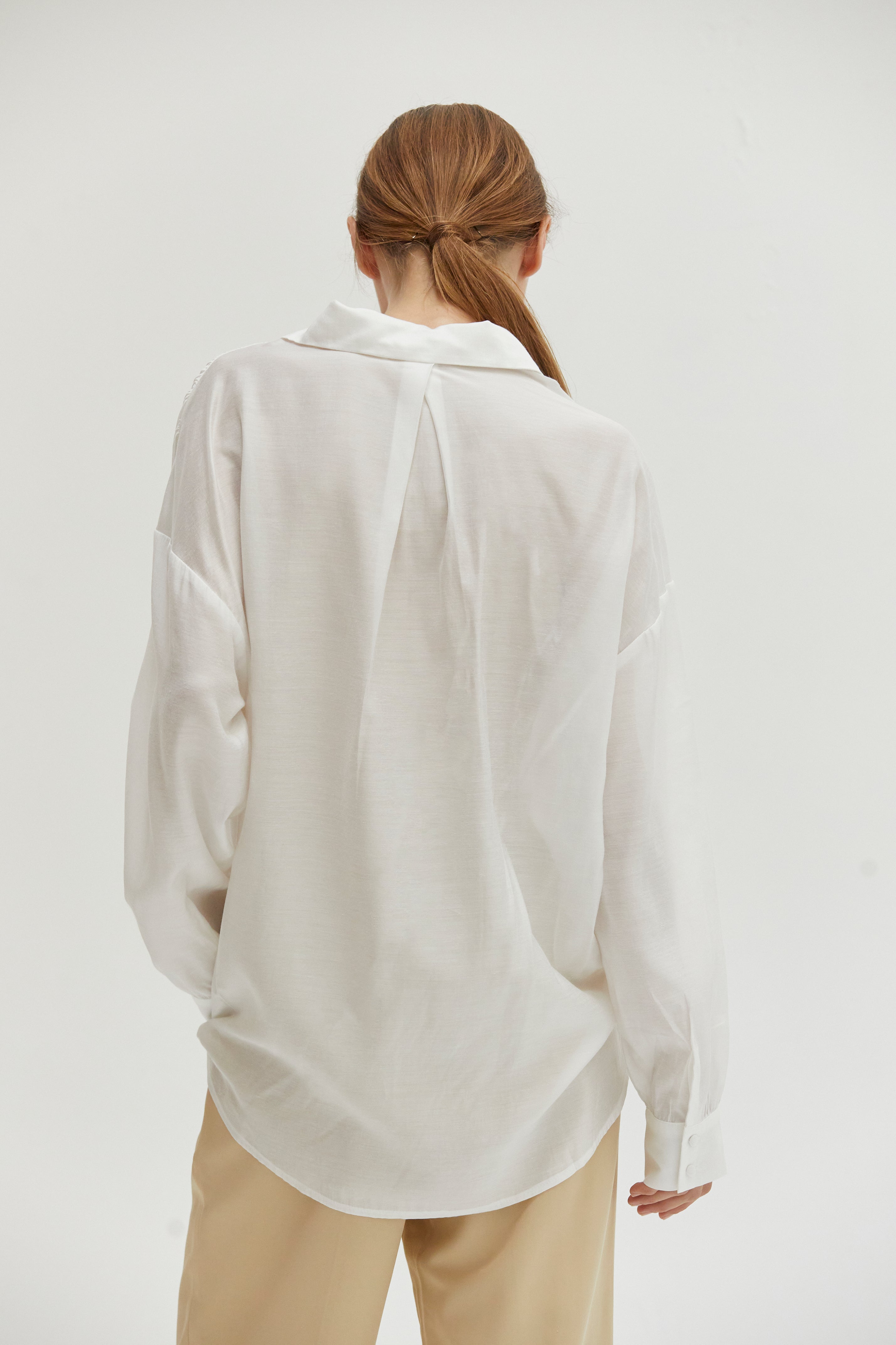 Surplice Woven Long Sleeve Top
