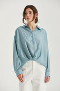 Surplice Woven Long Sleeve Top