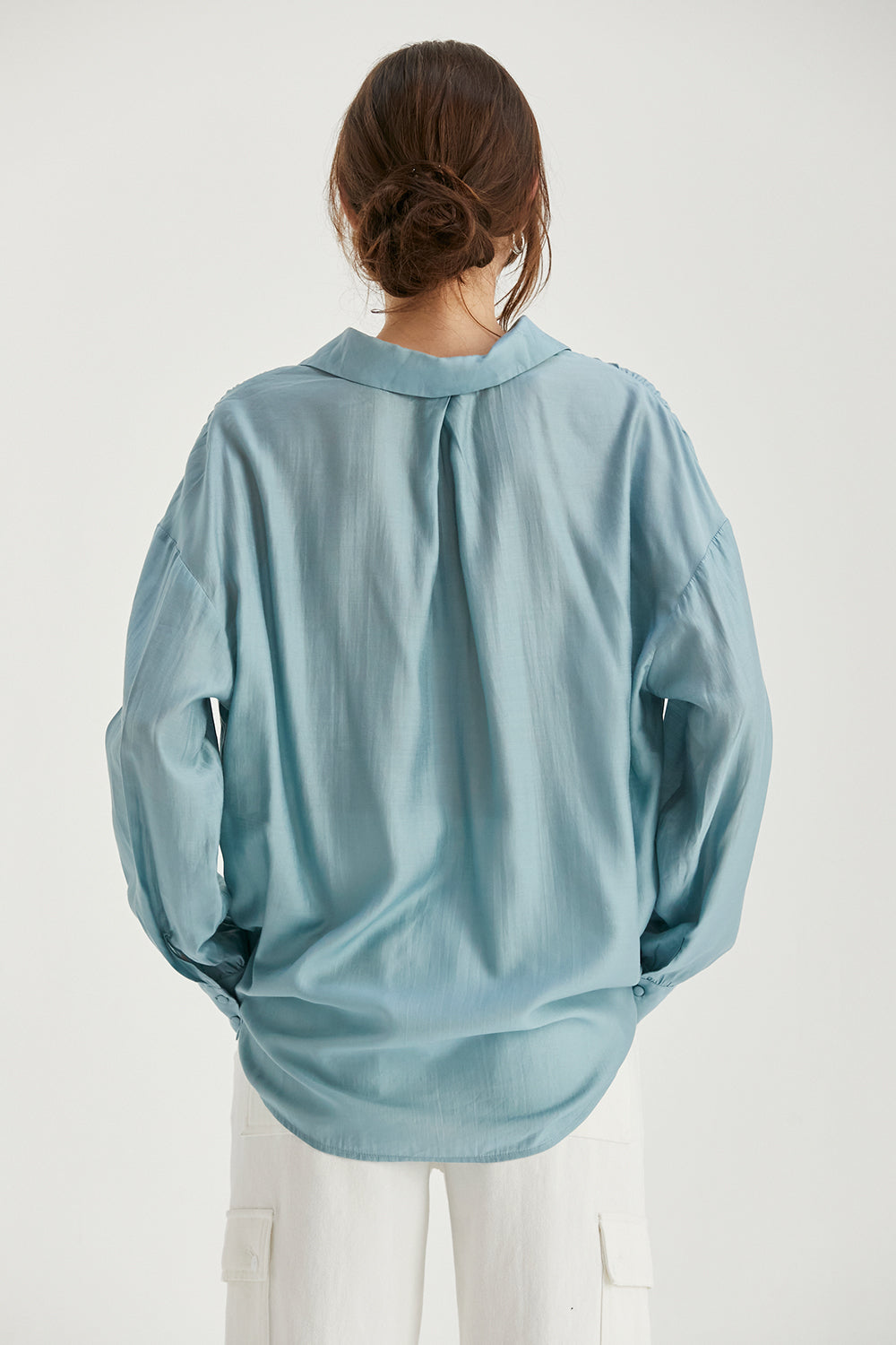 Surplice Woven Long Sleeve Top
