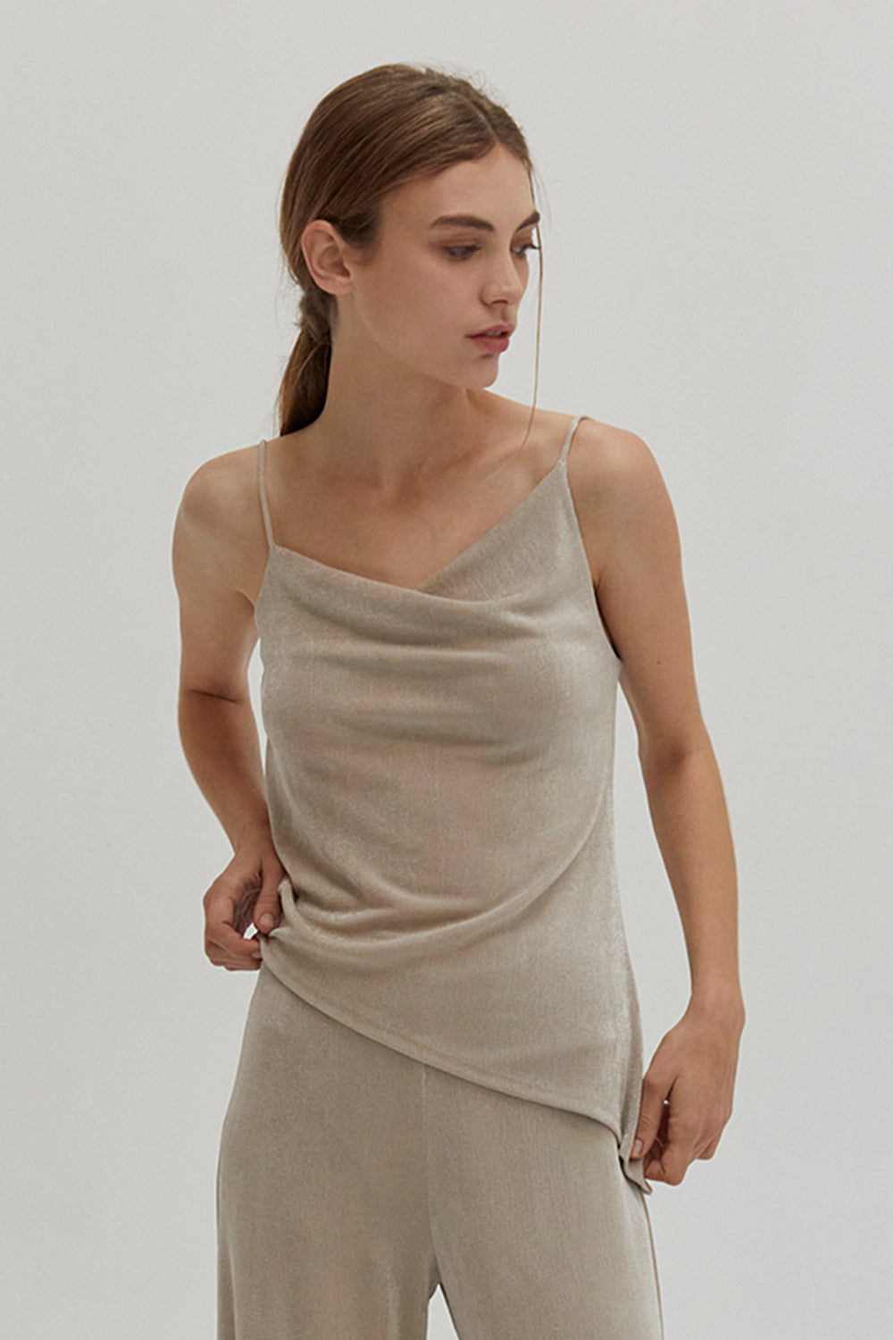 Cowl Neckline Sleeveless Tank Top