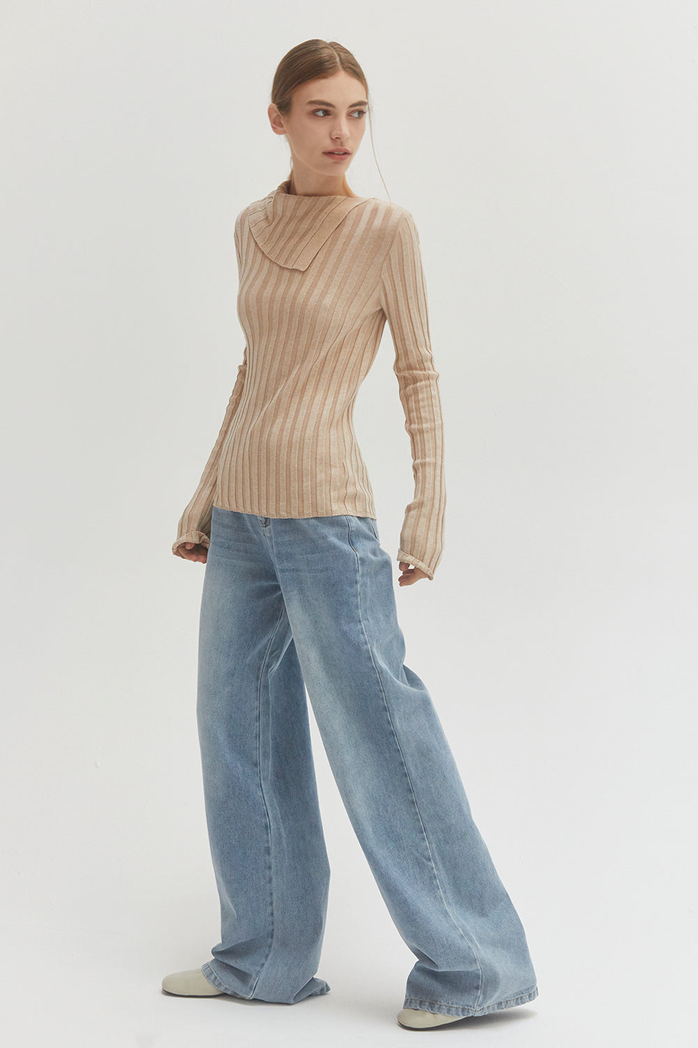 Flap Detail Long Sleeve Knit Top