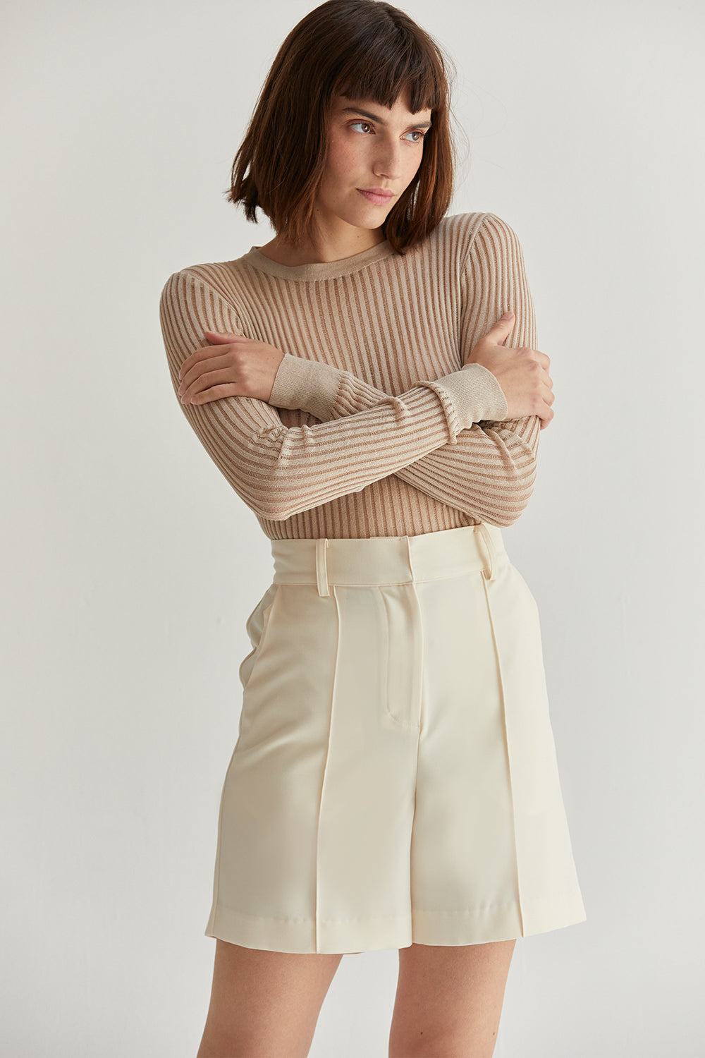 Crew Neck Long Sleeve Slim Fit Knit Top