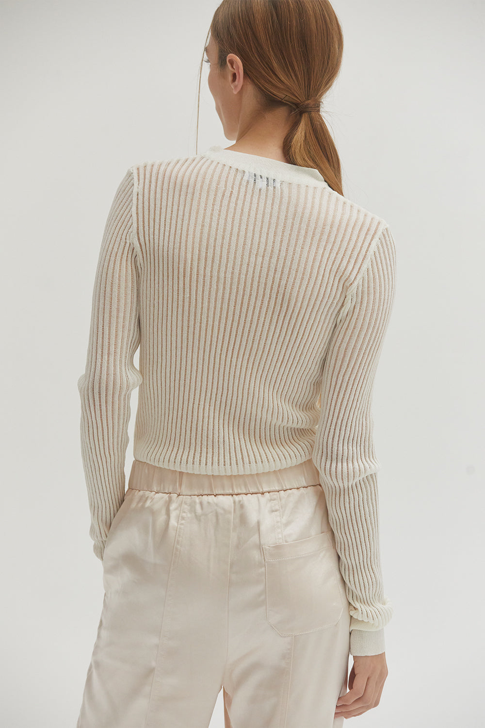 Crew Neck Long Sleeve Slim Fit Knit Top