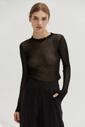 Crew Neck Long Sleeve Slim Fit Knit Top