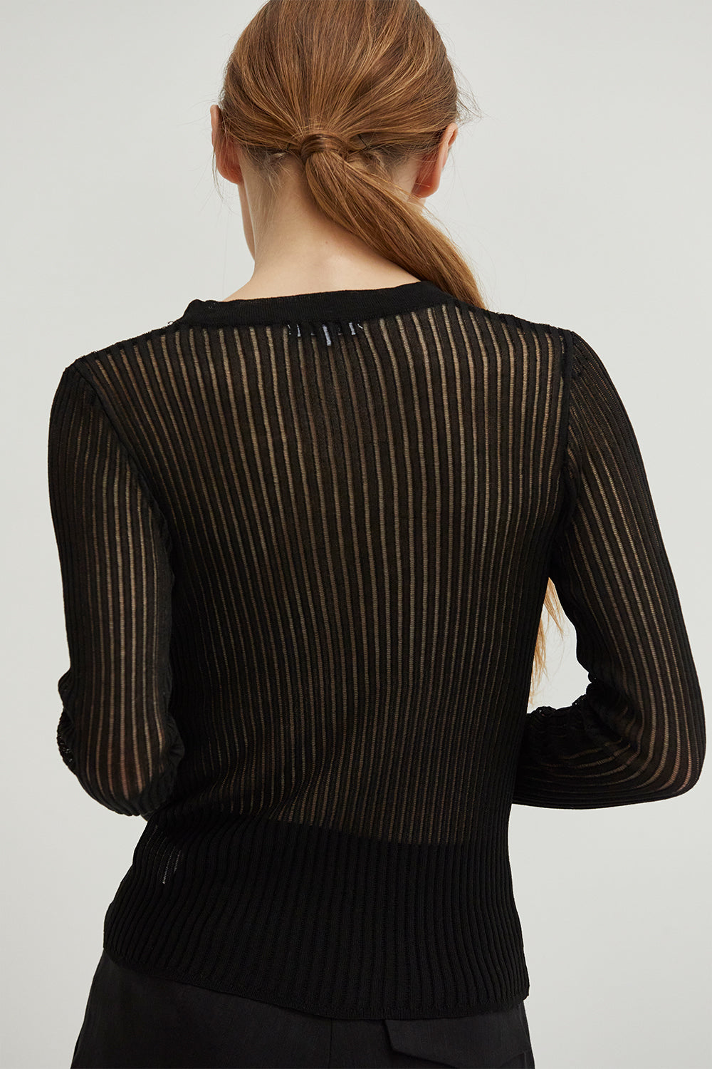 Crew Neck Long Sleeve Slim Fit Knit Top