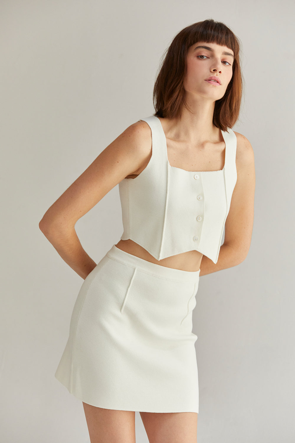 Square Neckline Cropped Vest Knit Top