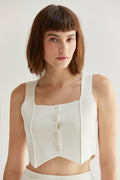 Square Neckline Cropped Vest Knit Top