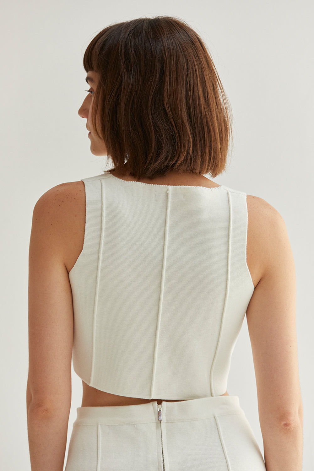 Square Neckline Cropped Vest Knit Top
