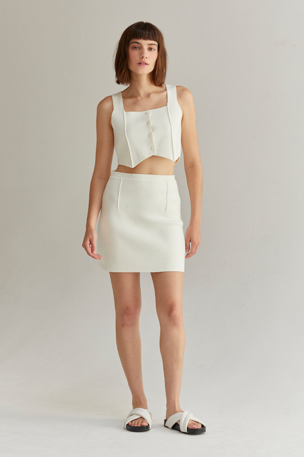 Square Neckline Cropped Vest Knit Top