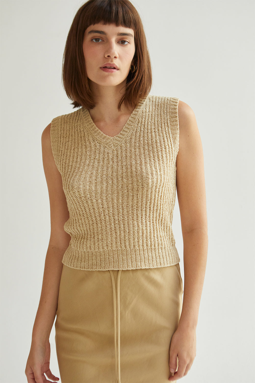 V-Neckline Sleeveless Knit Top